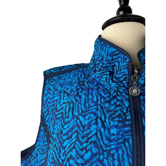 PLUS Coastal Oversized Striped Aqua Blue Catherines Zip Up Vest, Women's 4X - Picture 3 of 12